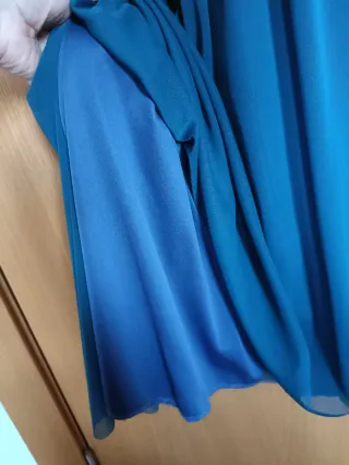 Vestido largo verde azulado