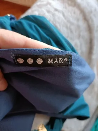 Vestido largo verde azulado