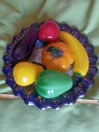 Centro de mesa y frutas cristal de murano