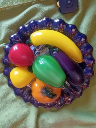 Centro de mesa y frutas cristal de murano