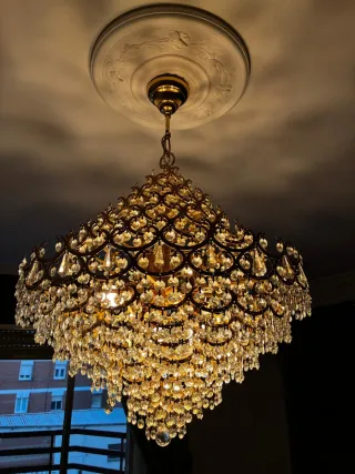 Lámpara de salón cristal y metal