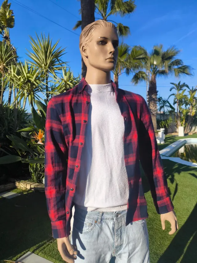 Sobrecamisa de la marca Zara a cuadros roja y azul