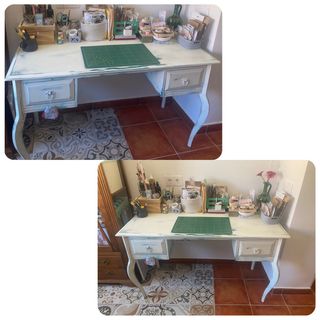 Escritorio vintage blanco y verde