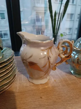 Lote tazas porcelana oro y verde