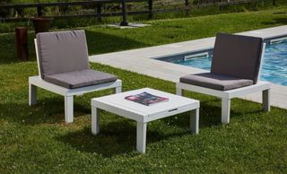 Conjunto Duetto blanco 2 sillones y mesa