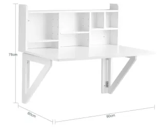 Escritorio plegable blanco con estantes