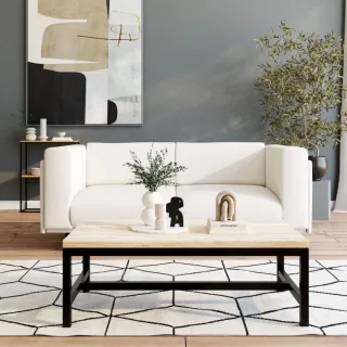 Mesa centro madera maciza y metal Maisons du Monde