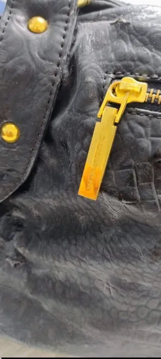 Borsa vintage Gianni Versace pelle nera e oro