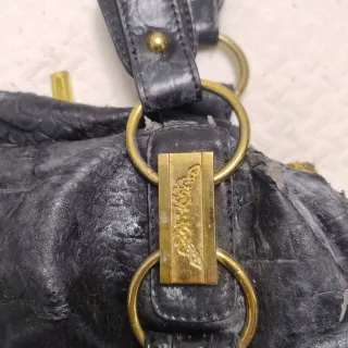 Borsa vintage Gianni Versace pelle nera e oro