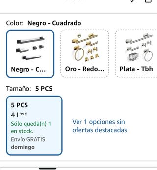 2 Piezas Toallero Acero Inoxidable Negro