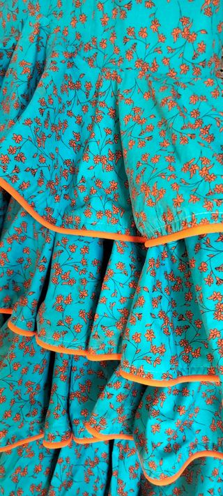 Traje Flamenca Niña Azul/Naranja