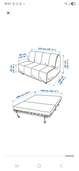Sofá Cama 2 Plazas Gris