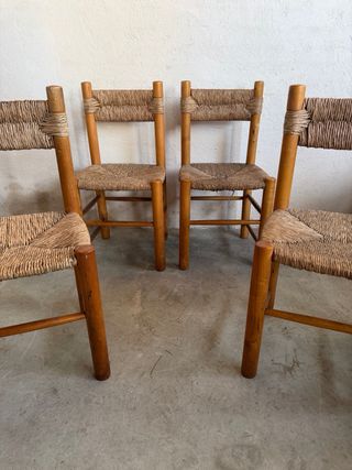 Set de 12 Sillas de Madera y Yute