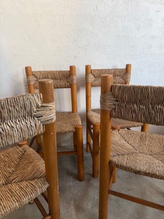 Set de 12 Sillas de Madera y Yute