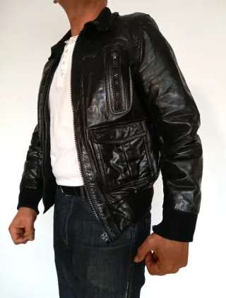 Cazadora cuero auténtico Redskins talla S