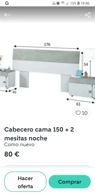 Cabecero de cama gris y blanco