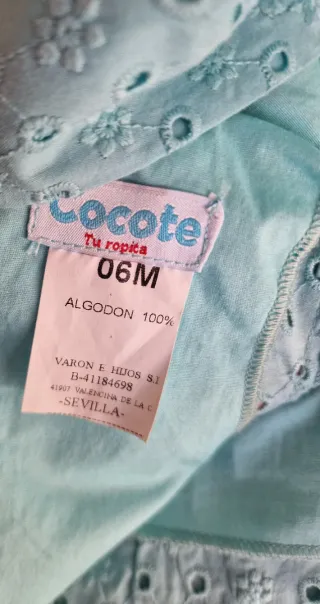 Conjunto vestido y capota perforado Cocote 6 meses