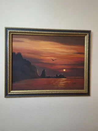 Cuadro pintado a mano atardecer