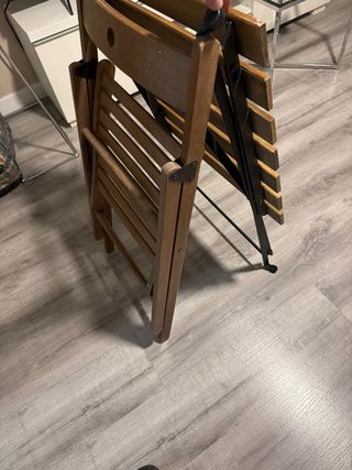 Mesa Ikea y Silla Terraza Madera y Metal