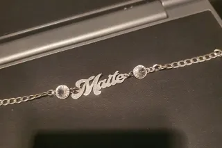 Pulsera Plata Ley Nombre Maite con Cristales