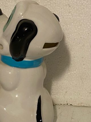 Salvadanaio cane bianco con medaglione ABC