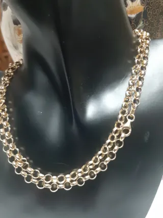 Cadena barbada plata 925 chapado oro