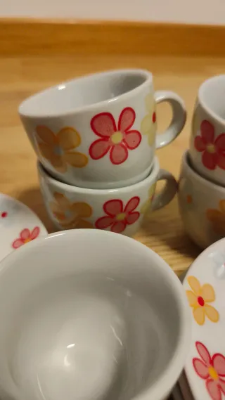 Juego de 6 tazas de cerámica con flores 5cm