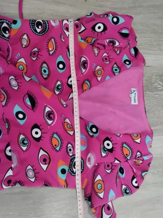 Vestido Minueto rosa estampado ojos largo S