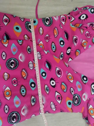 Vestido Minueto rosa estampado ojos largo S