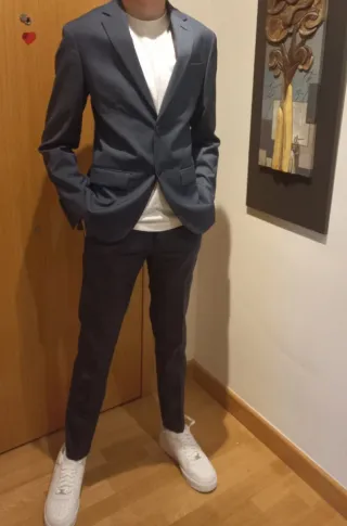 Traje Hombre Mango Azul Marino Príncipe de Gales