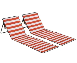 2 Esterillas Playa Plegables Rayas Naranja