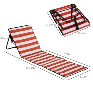2 Esterillas Playa Plegables Rayas Naranja