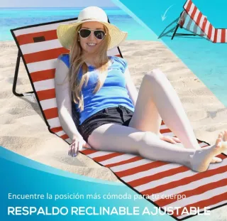 2 Esterillas Playa Plegables Rayas Naranja