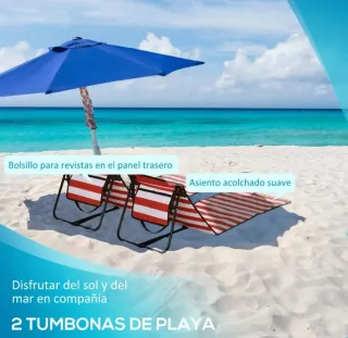 2 Esterillas Playa Plegables Rayas Naranja