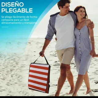 2 Esterillas Playa Plegables Rayas Naranja