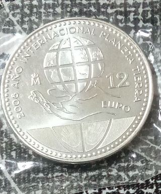 Moneda 12 Euros Plata Planeta Tierra
