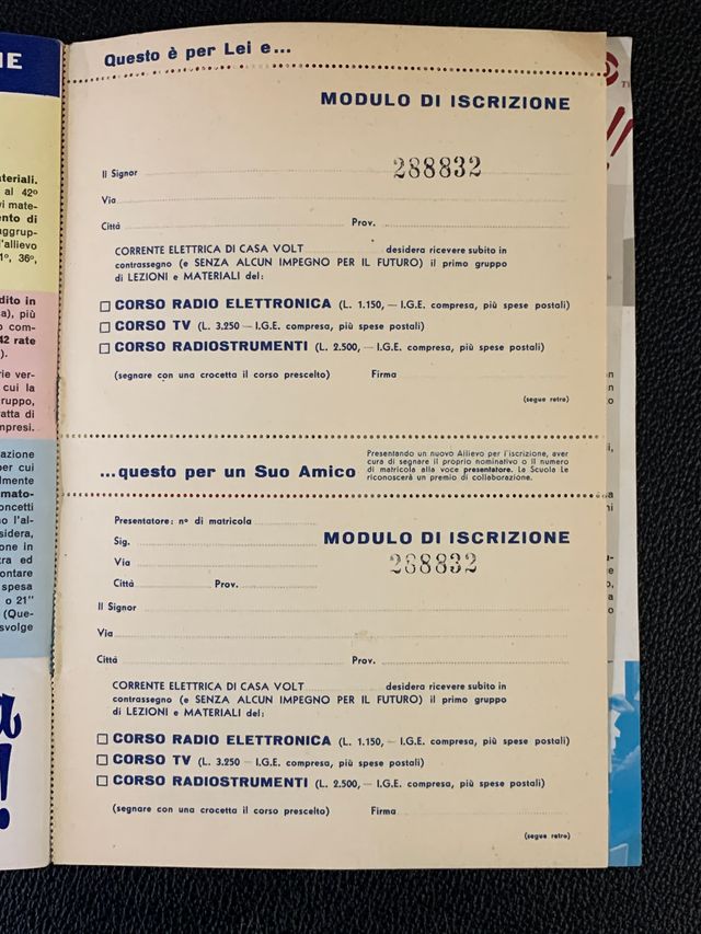 Pubblicità vintage anni '60 Scuola Radio Elettra