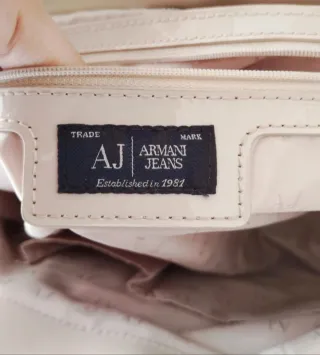 Borsa Armani Beige Vernice Logo