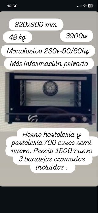 Horno Hostelería y Pastelería casi nuevo 700€