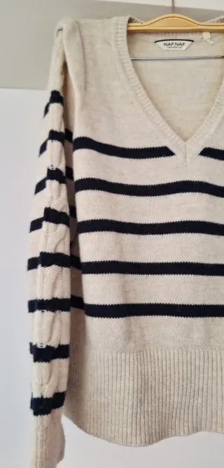 Jersey Naf Naf rayas beige y negro