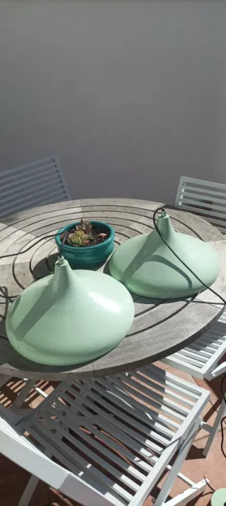 Lámpara colgante verde metal