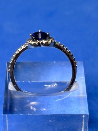 Anillo pandora 56 Corazón Zafiro y Diamantes