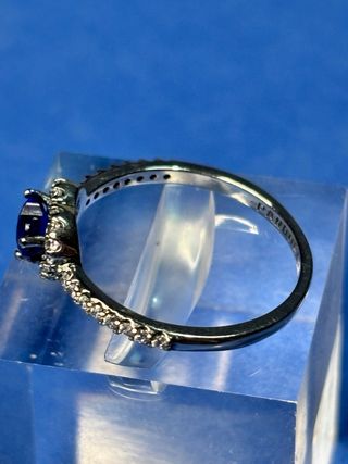 Anillo pandora 56 Corazón Zafiro y Diamantes