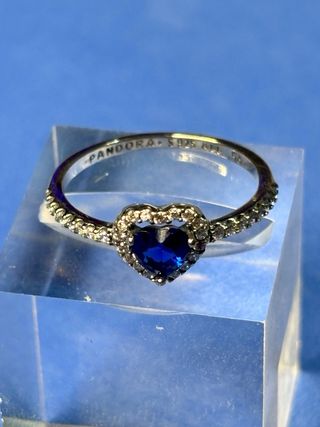 Anillo pandora 56 Corazón Zafiro y Diamantes