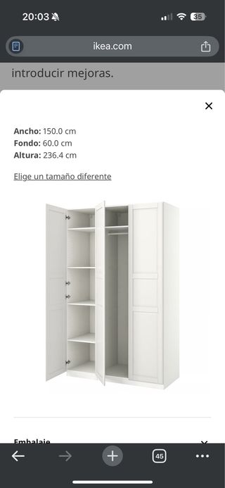 Armario IKEA PAX + puertas TYSSDAL