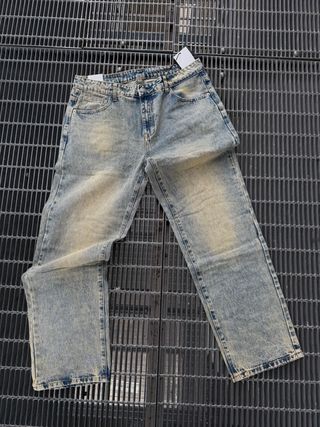 Jeans lunghi beige e blu