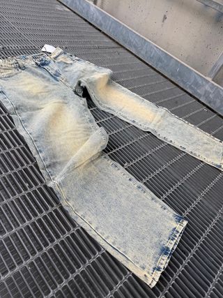 Jeans lunghi beige e blu