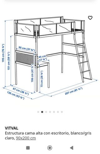 Litera con escritorio, armario y silla