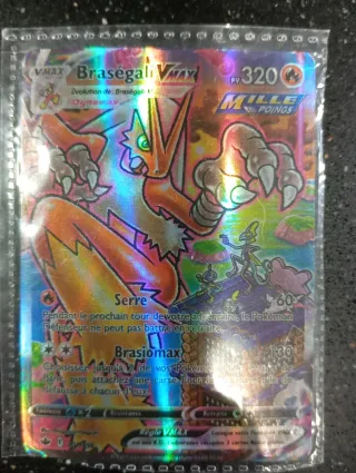 Carta Pokémon Braségali VMAX y Gengar Mimikyu GX