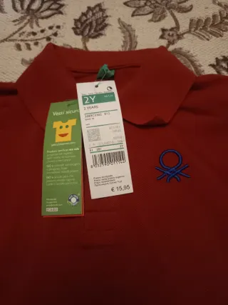 Polo Benetton niño rojo 2 años